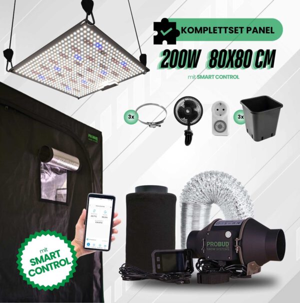 Growbox Komplettset PANEL 200W 80x80cm Smart-Control