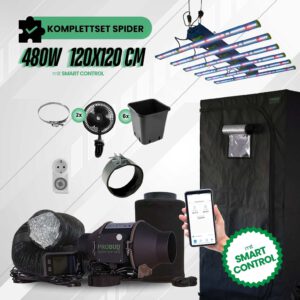 Growbox Komplettset SPIDER 480W 120x120cm Smart-Control